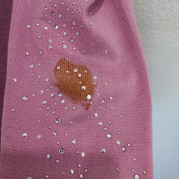 BCBG Maxazria Pink Bling Zip Hoodie Cardigan Size Large - Picture 14 of 14